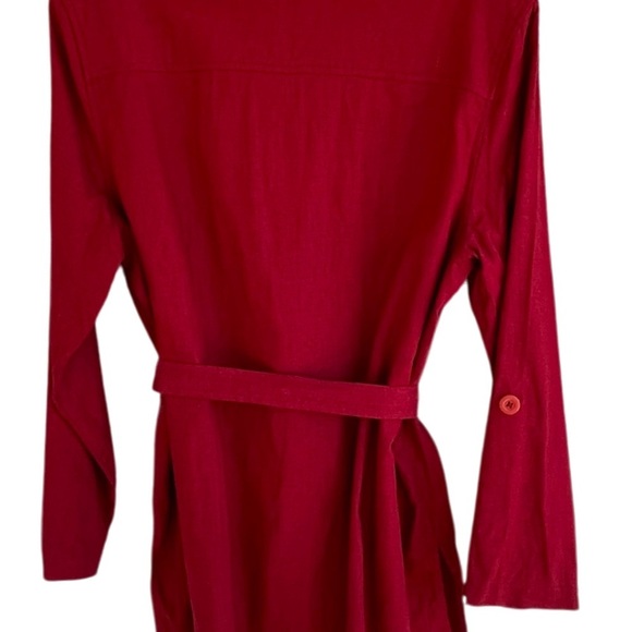 Jessica Holbrook Vintage Red Belted Trench Linen Blend Jacket Lightweight Large - Picture 5 of 13